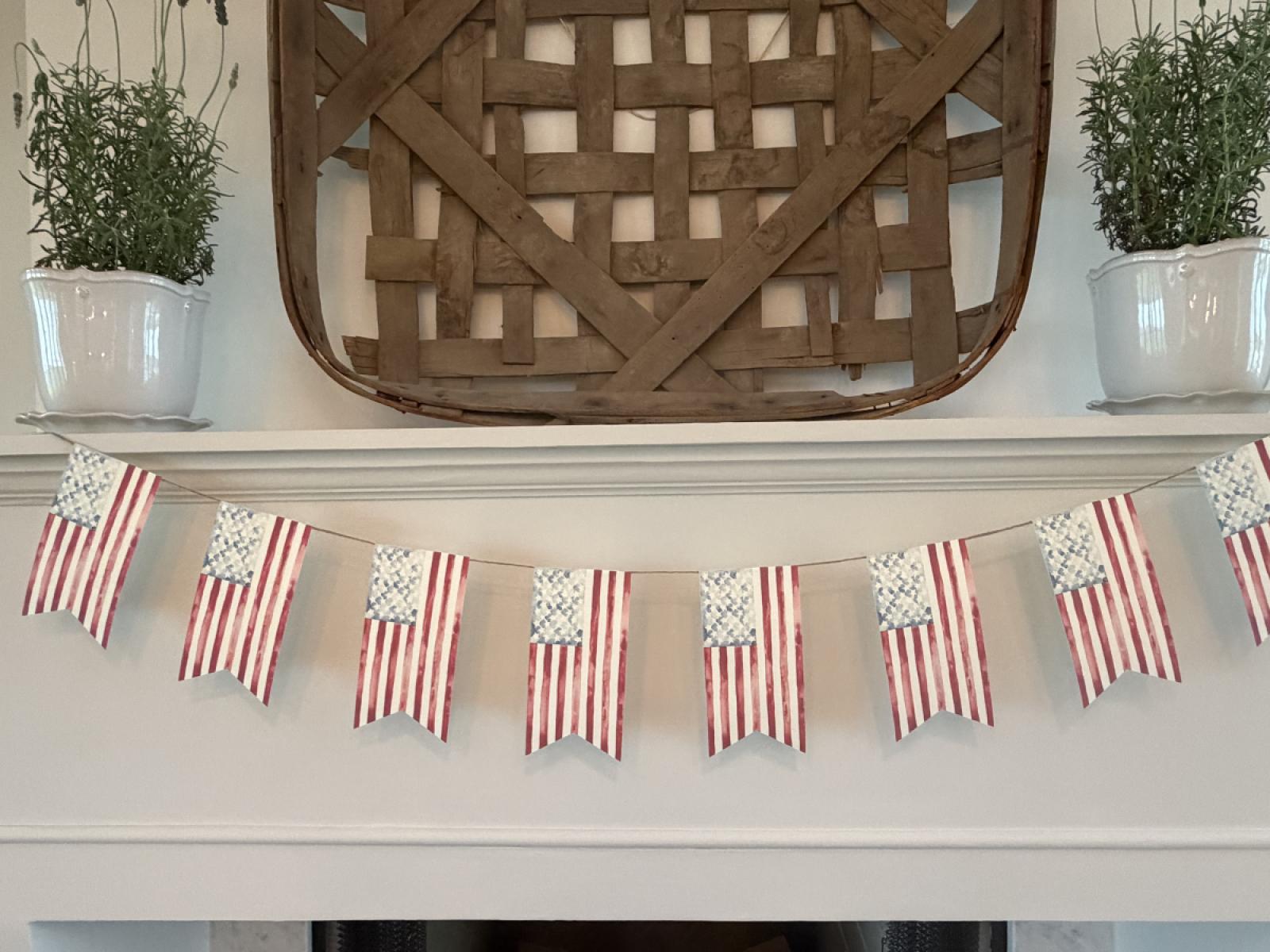 America Flag Watercolor Painting Banner