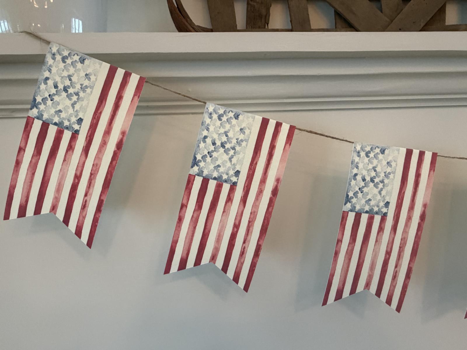 America Flag Watercolor Painting Banner