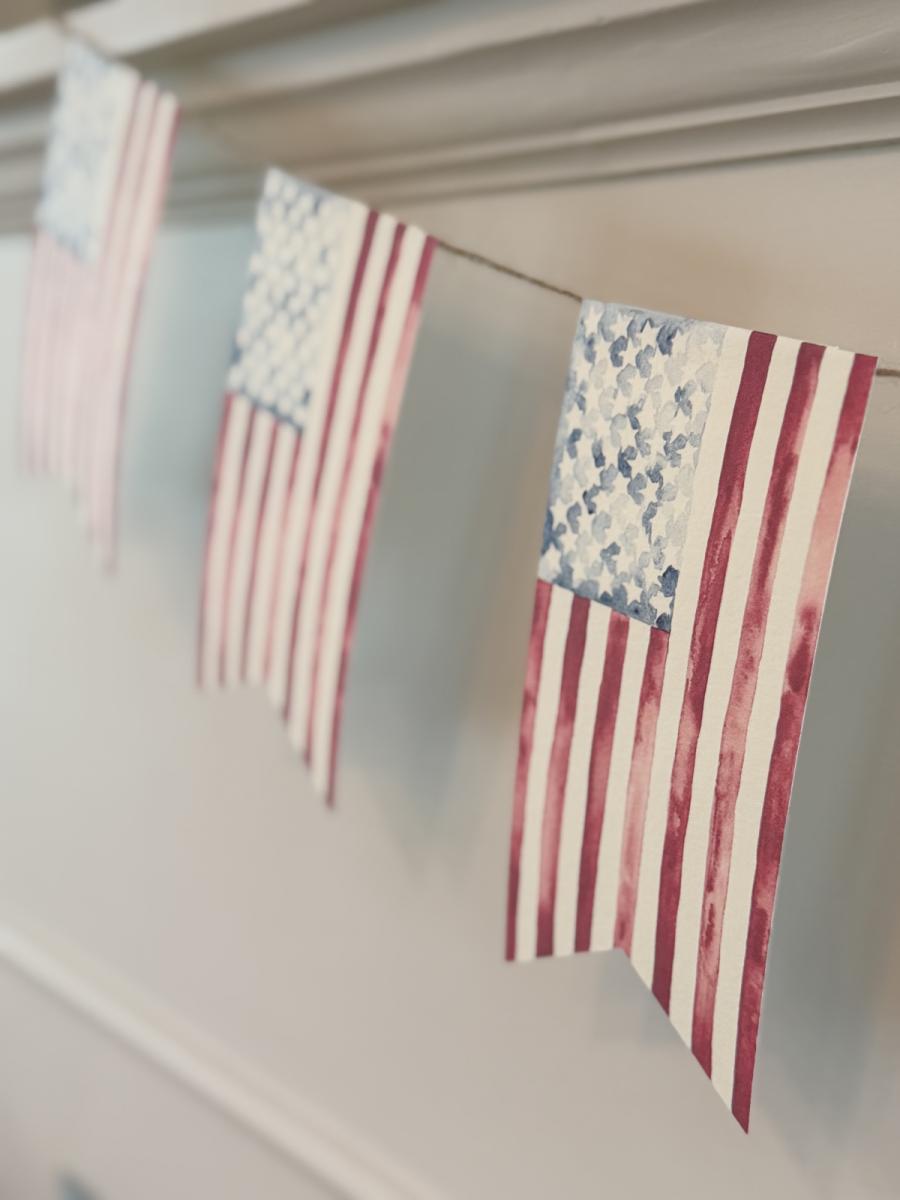 America Flag Watercolor Painting Banner